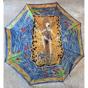 MOSCHINO RARE Olive Oyl Beach Full Size Umbrella Tiger Multi Color Large